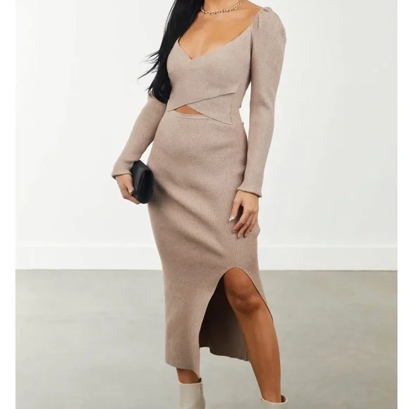 Dresses | Taupe Sweater Dress Brand New With Tags | Poshmark